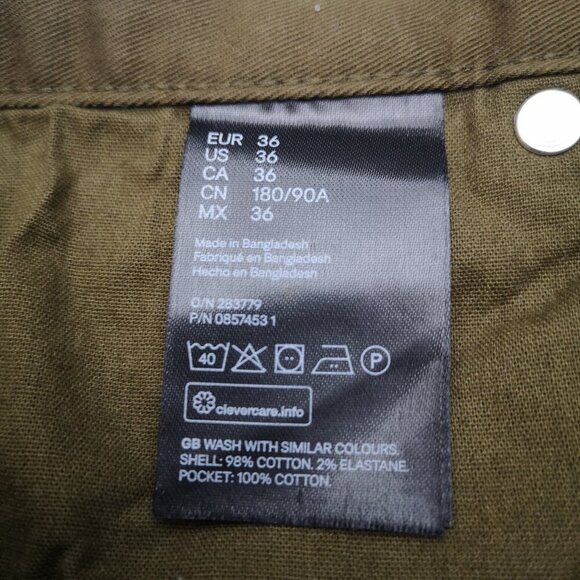H&M Men's Size 36 Slim Fit Khaki Green Zipper & Button Closure Shorts - Picture 6 of 14